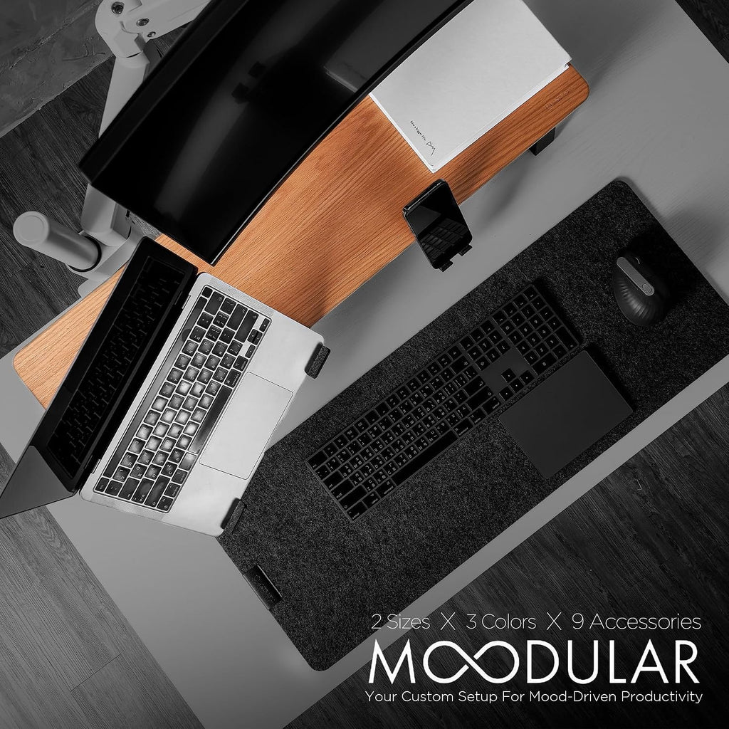 ULTRARM Moodular Wooden Monitor Stand 33.4' (85cm) Desk Organizer with Metal Slide Rails for Drawer, Tray, Laptop, Tablet, Phone & Headphones Customizable Riser for Organized Workspace Oak MS85-O