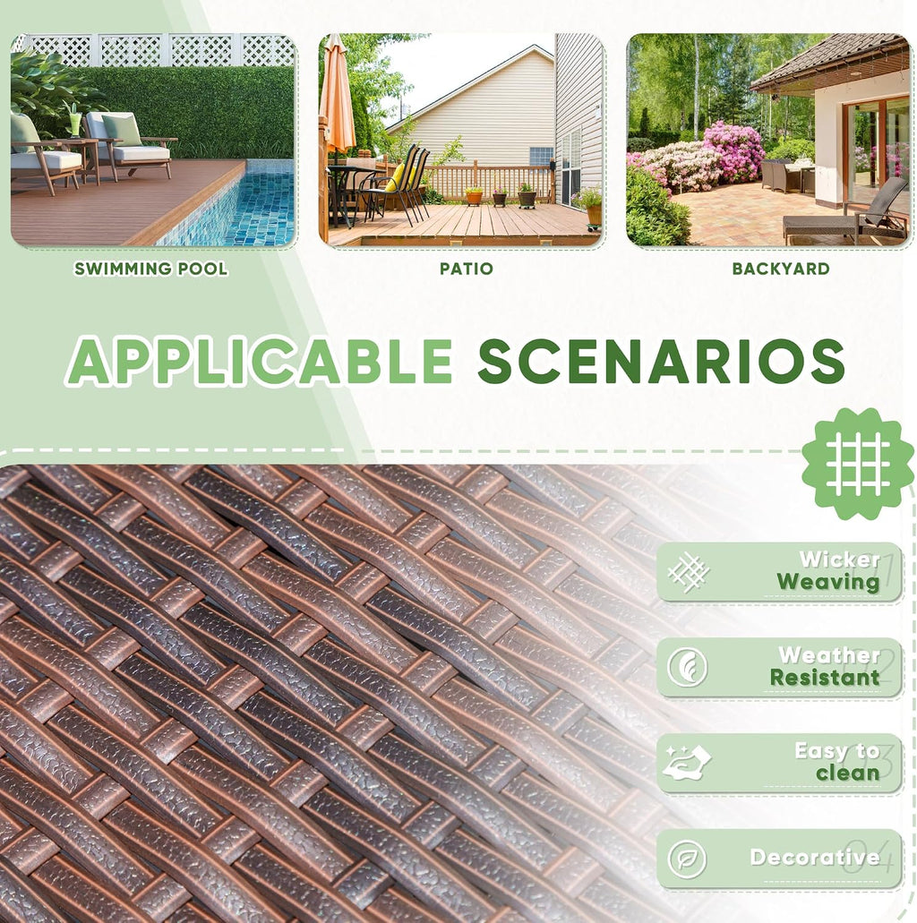 Greesum 3 Pieces Patio Dining PE Rattan Wicker Chair Furniture Set with Cushion and Glass Coffee Table for Outdoor Garden Backyard Poolside, Brown and Grey