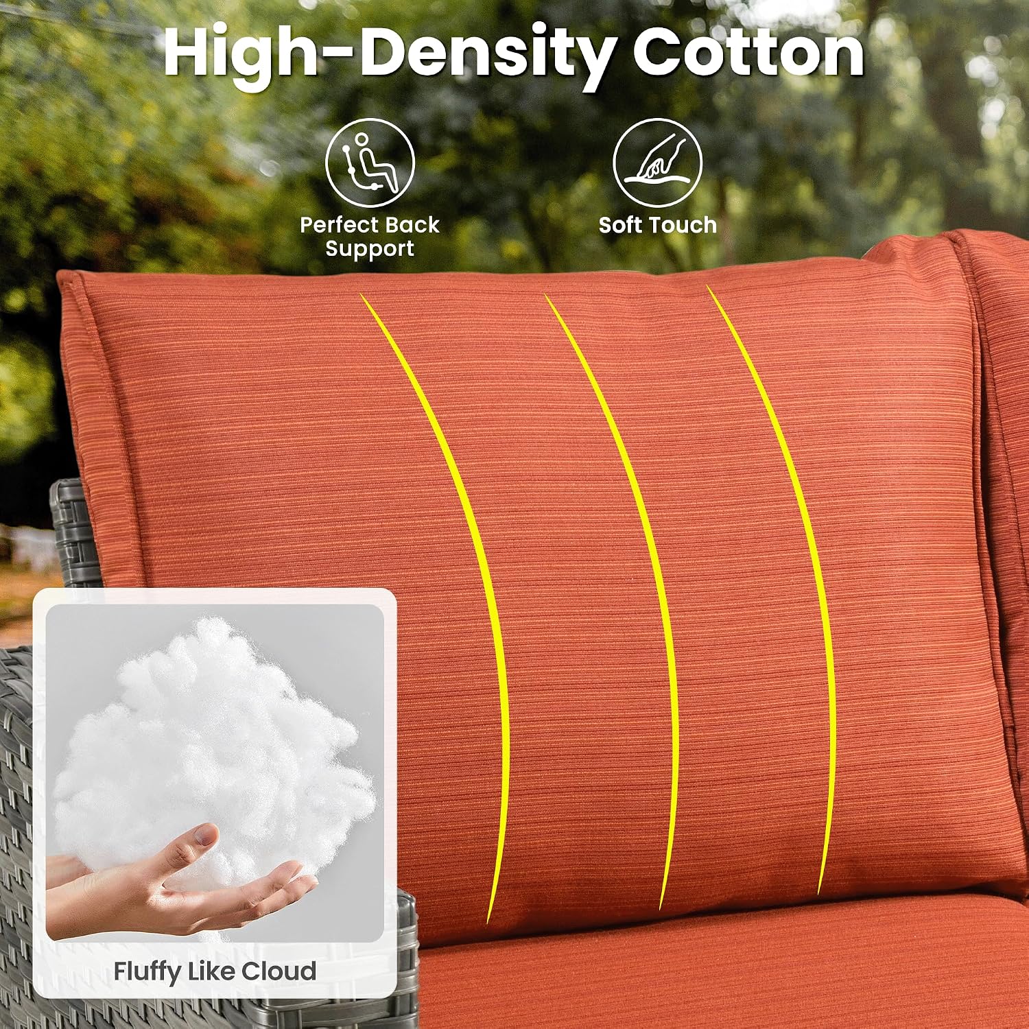 ovios Patio Sofa 3 Pieces Patio Furniture Set Outdoor Wicker Sofa Couch with Ottomans Thick Cushions, All Weather Rattan Conversation Set for Porch Backyard Deck, Orange Red