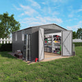 10x12x6.7FT Outdoor Storage Shed, Galvanized Steel Garden Shed with Lockable Door & Window, Waterproof Metal Tool Storage for Garden, Backyard, Patio, Lawn