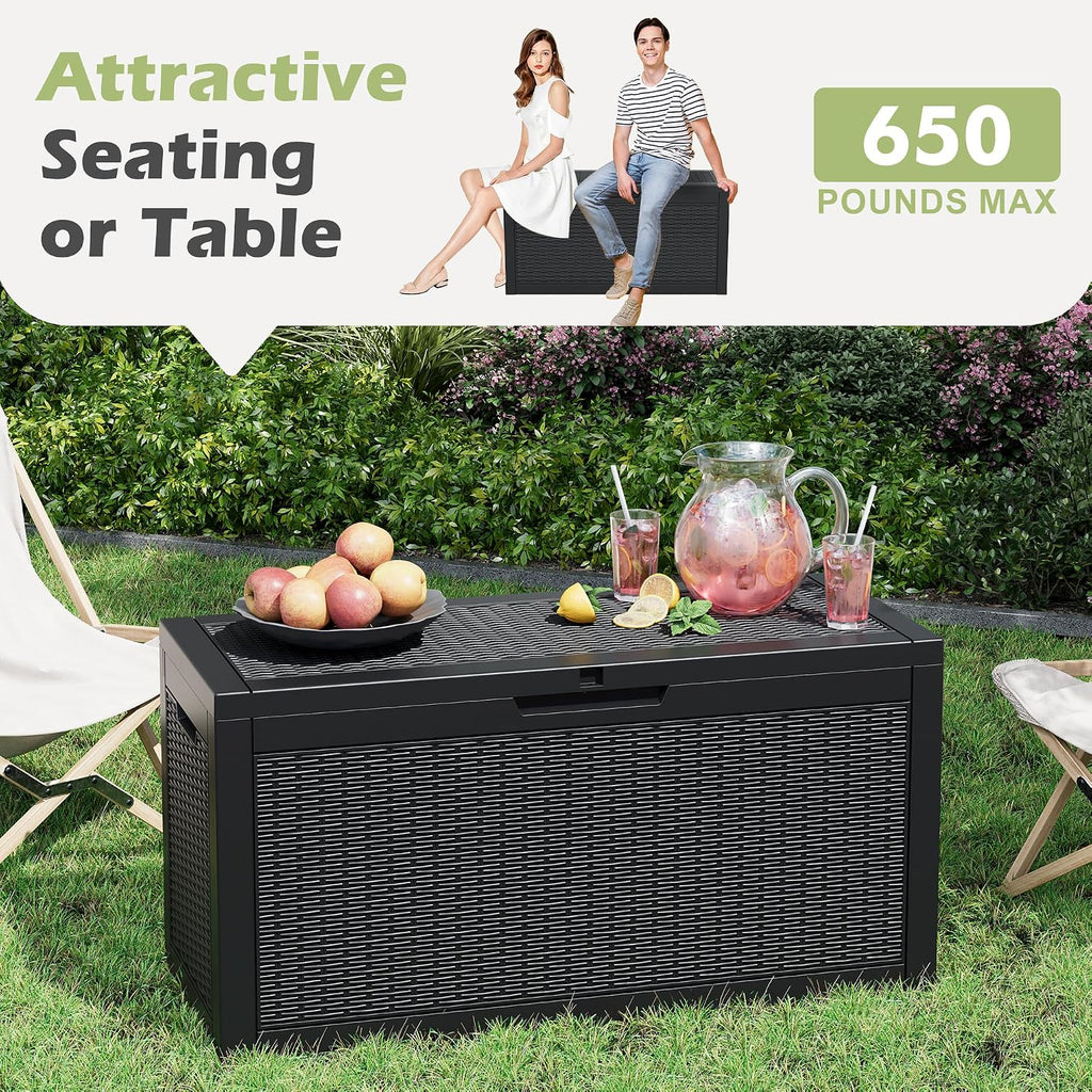 NUNU LAB Outdoor Storage Box 60 Gallon,Package Delivery Box for Outside, Parcel Drop deck boxes waterproof, Lockable Lid Porch Storage Bin For Package Delivery,Patio,House, Curbside