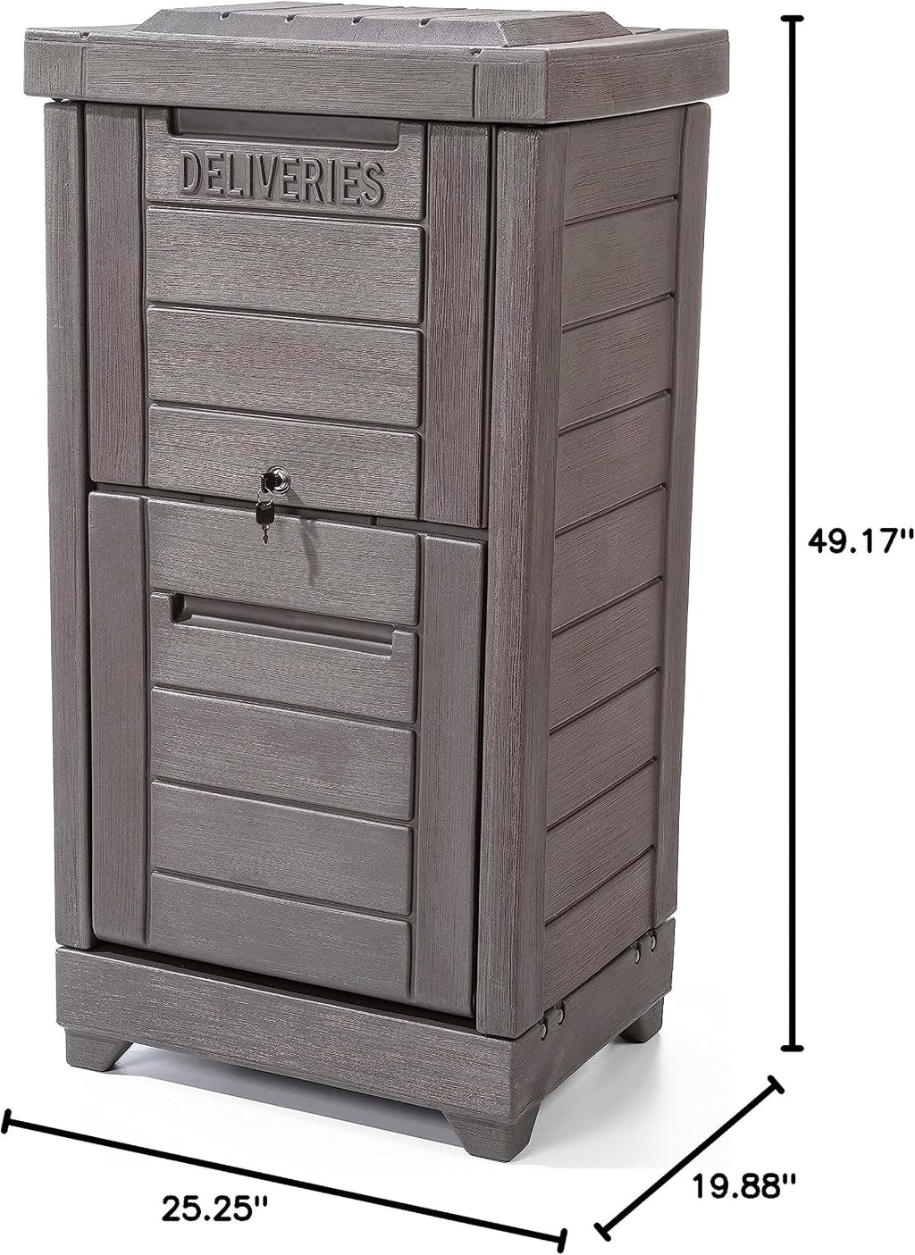 Step2 Lakewood Package Delivery Box, Weather Resistant, Large Outdoor Parcel Storage, Made of Durable Plastic, Easy Install, Lock & Key Access, Dark Cedar