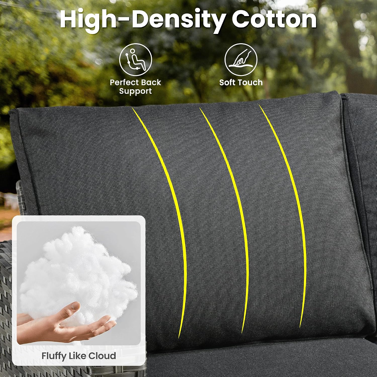 ovios Patio Sofa 3 Pieces Patio Furniture Set Outdoor Wicker Sofa Couch with Ottomans Thick Cushions, All Weather Rattan Conversation Set for Porch Backyard Deck, Black