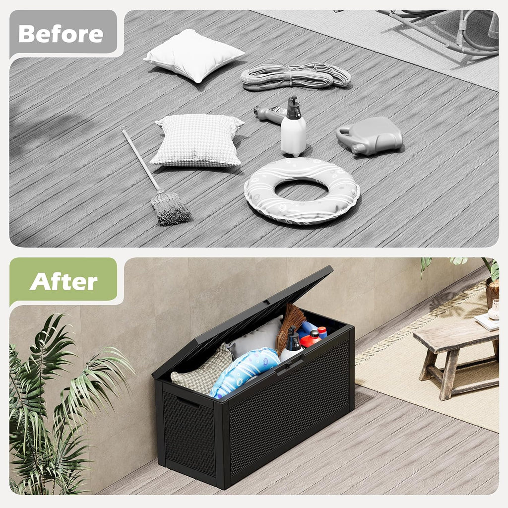 NUNU LAB Outdoor Storage Box 60 Gallon,Package Delivery Box for Outside, Parcel Drop deck boxes waterproof, Lockable Lid Porch Storage Bin For Package Delivery,Patio,House, Curbside
