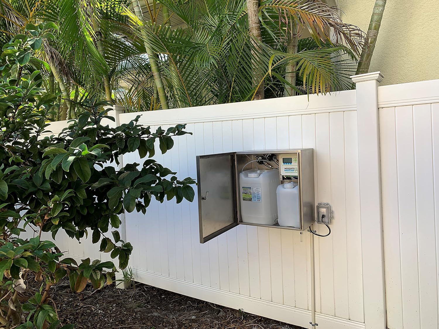 Mosquito Killer Machine Dual Reservoir Stainless Steel - Customizable Coverage, Easy Installation, Automatic Yard Care for Mosquitoes, Fleas, & Fire Ants. Delivers Various Products to Lawn and Plants