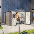 10x8 FT Outdoor Storage Shed with Lockable Double Doors, Aluminum Frame, Weatherproof with Frame Floor, Metal Tool Shed for Garden, Backyard, Patio, and Equipment Storage