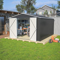 Ball & Cast 10×12 FT Outdoor Storage Shed,Metal Waterproof Tool Sheds with Lock and Key,Heavy-Duty Sheds Unit W/Doors and Vents,Galvanized Steel Garden House for Storing Bicycles,Barbeques,Black