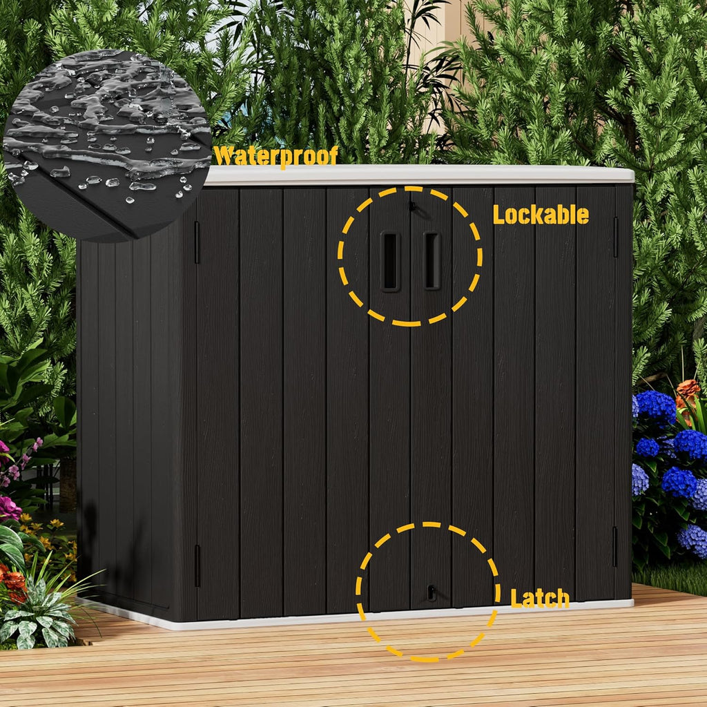 Mrosaa Large Outdoor Storage Box,Resin Sheds&Outdoor Storage Waterproof/Lockable,Outdoor Storage Cabinets for Balcony,Garage,Backyard (37Cu.ft-Black White)