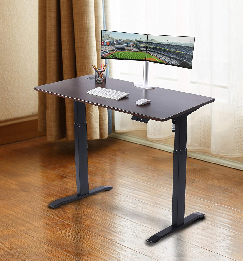 UNICOO Electric Height Adjustable Standing Desk, Electric Standing Workstation, Sit Stand Table, Home Office Compter Desk,Gaming Table, Whole-Piece Desktop 48 * 24 in (KT1001-MB)
