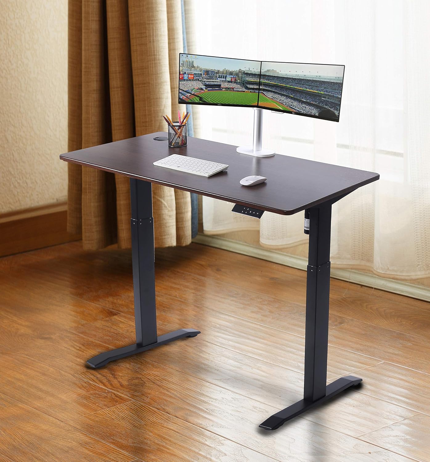 UNICOO Electric Height Adjustable Standing Desk, Electric Standing Workstation, Sit Stand Table, Home Office Compter Desk,Gaming Table, Whole-Piece Desktop 48 * 24 in (KT1001-MB)