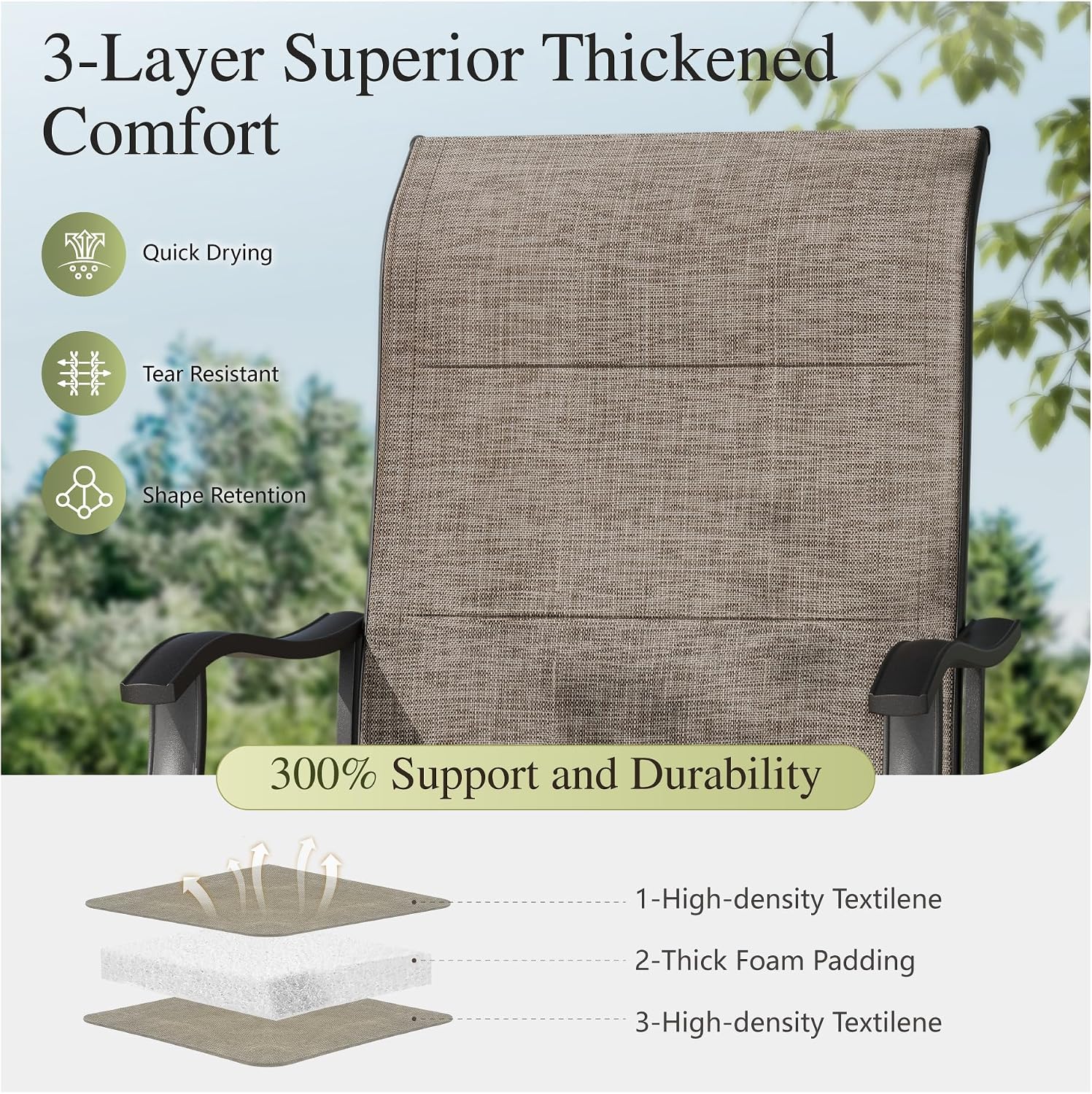 Sophia & William Outdoor Patio Swivel Dining Chairs Set of 6, High Back Padded Patio Dining Chairs, All Weather Textilene Mesh Fabric for Backyard, Poolside, Balcony and Garden