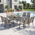 Sophia & William Patio Dining Set 9 Pieces, 8 Quick Dry Textilene Chairs and 1 Large Square Outdoor Dining Table, Durable All-Weather Patio Furniture for Lawn, Park, and Courtyard Support 350lbs