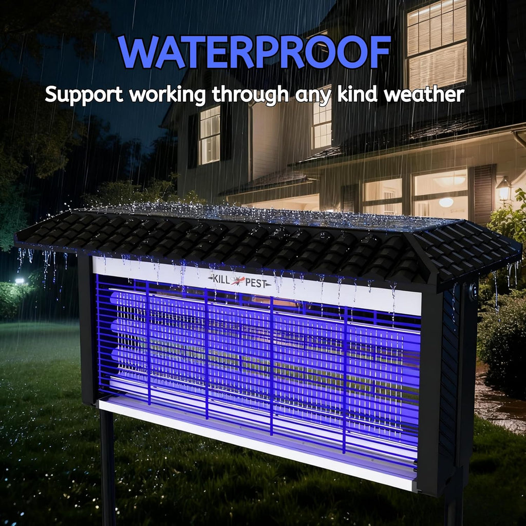 Solar Bug Zapper Outdoor Mosquitos Zapper Solar Powered Bug Zapper Outdoor Camping Fly Control for 4000 sq.ft Waterproof Fly Killer Solar Mosquito Zapper for Garden Lawn and Back Yard