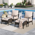 Sophia & William Patio Furniture Set, 4 Piece Metal Outdoor Conversation Set with 2 Sofa Chairs, 2 Ottoman for Outdoor Seating, Backyard, Porch(Beige)