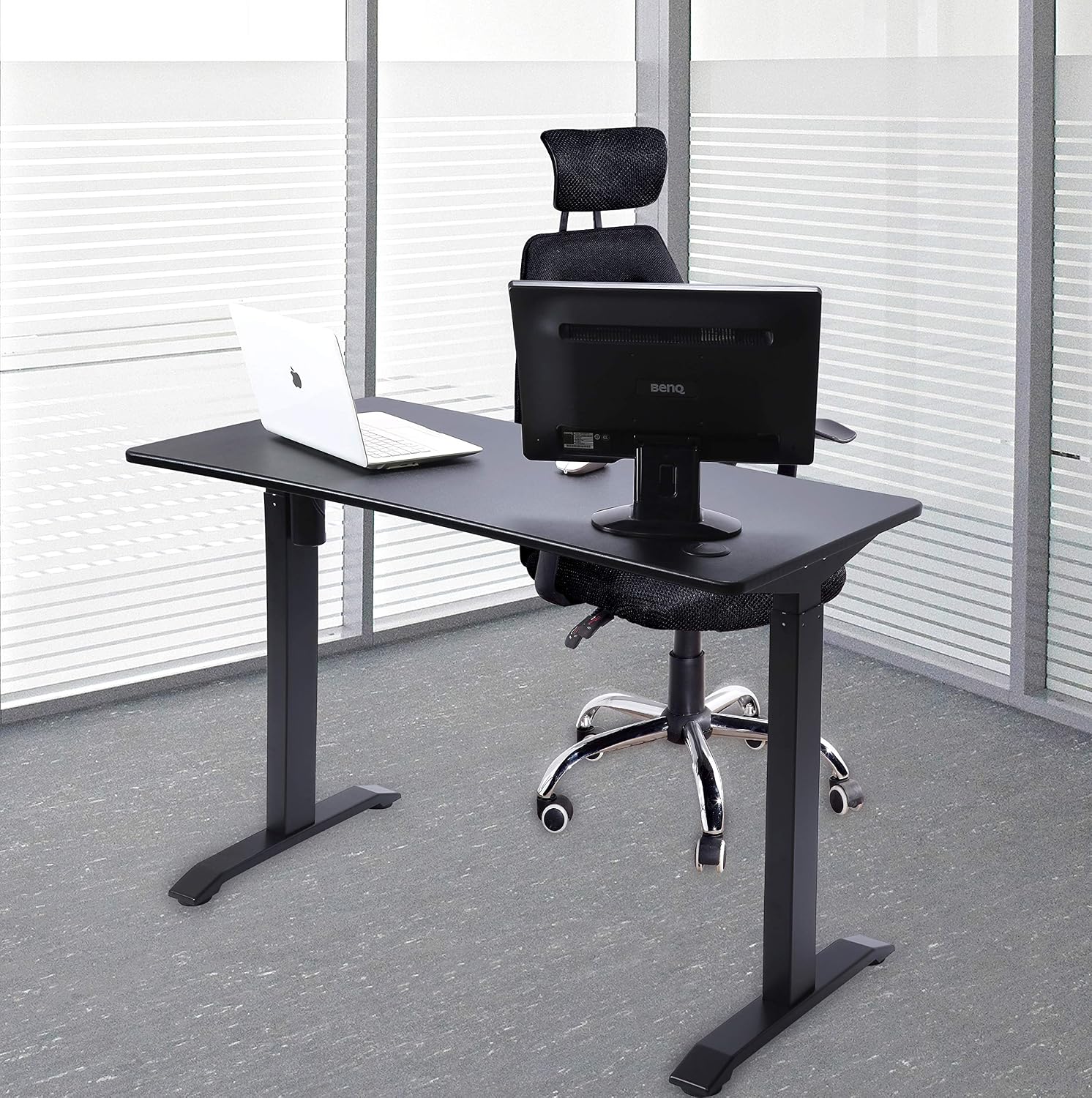 UNICOO Electric Height Adjustable Standing Desk, Electric Standing Workstation, Sit Stand Home Office Desk, Gaming Table, Whole-Piece Desktop Board 48 * 24 in (KT1001-BB)