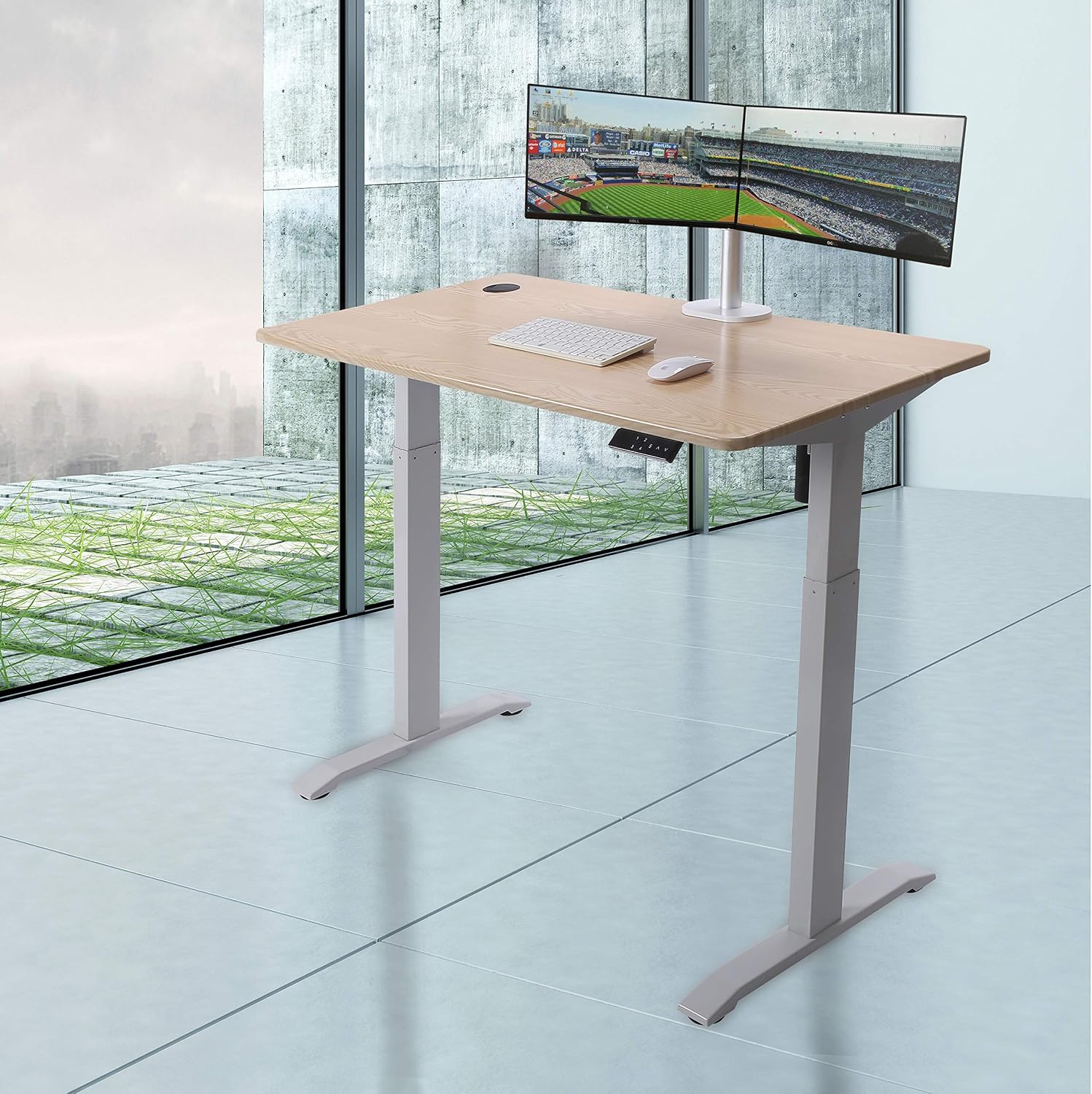 UNICOO Electric Height Adjustable Standing Desk, Electric Standing Workstation, Sit Stand Home Office Desk, Gaming Table, Whole-Piece Desktop Board 48 * 24 in (KT1001-LW)