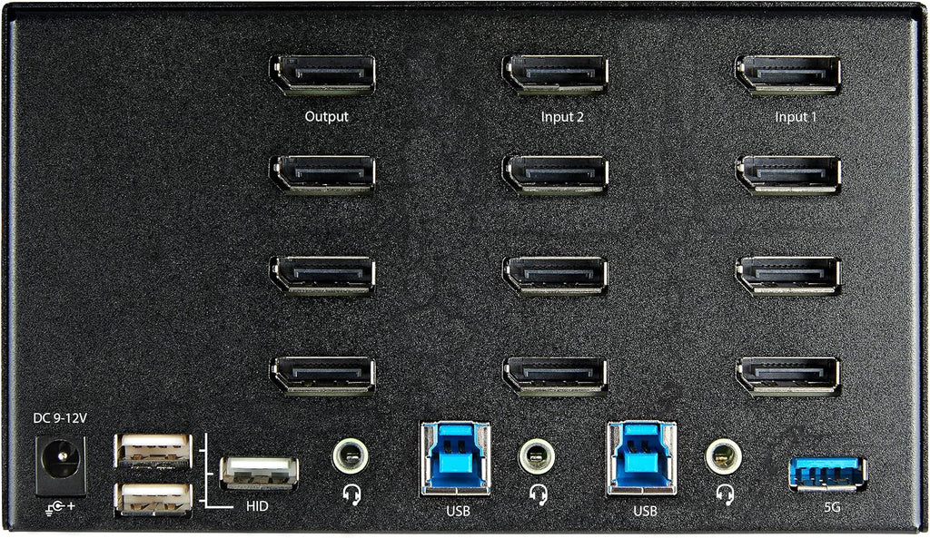 StarTech.com 2 Port Quad Monitor DisplayPort KVM Switch - 4K 60Hz UHD HDR - Desktop 4K DP 1.2 KVM with 2 Port USB 3.0 Hub (5Gbps) & 4X USB 2.0 HID Ports, Audio - Hotkey Switching - TAA (SV231QDPU34K)