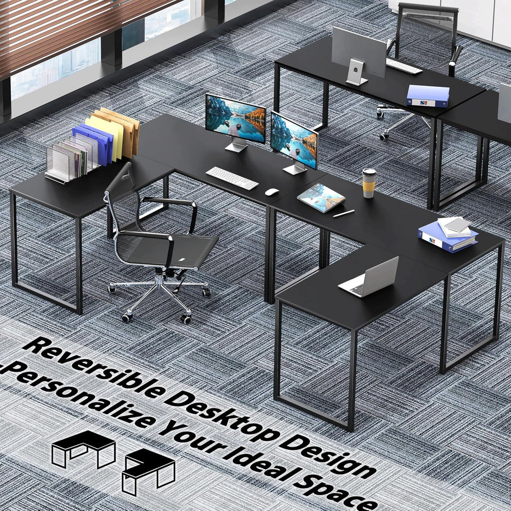 SHW Mission 48 x 48 Inches L-Shape Home Office Computer Desk, Black