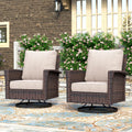 HERA'S HOUSE Outdoor Furniture, 2 x High Back Swivel Patio Chairs with 5.5' Cushions Wicker Rattan Deck Balcony Porch Furniture, Beige