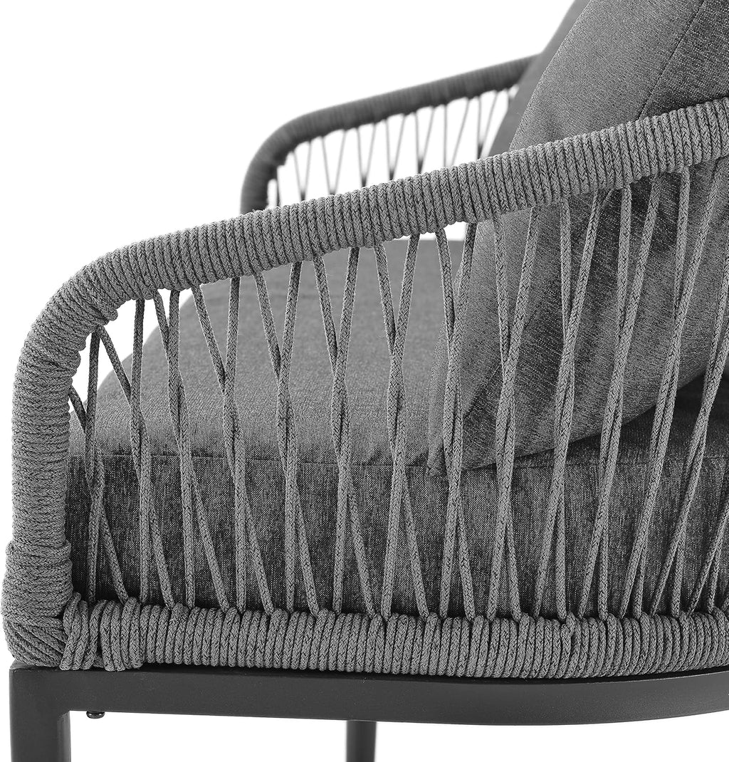 Crosley Furniture Dover 2-Piece Indoor Outdoor Chair Set, Patio Chairs for Conversation, Porch, Deck, Matte Black with Charcoal Cushions